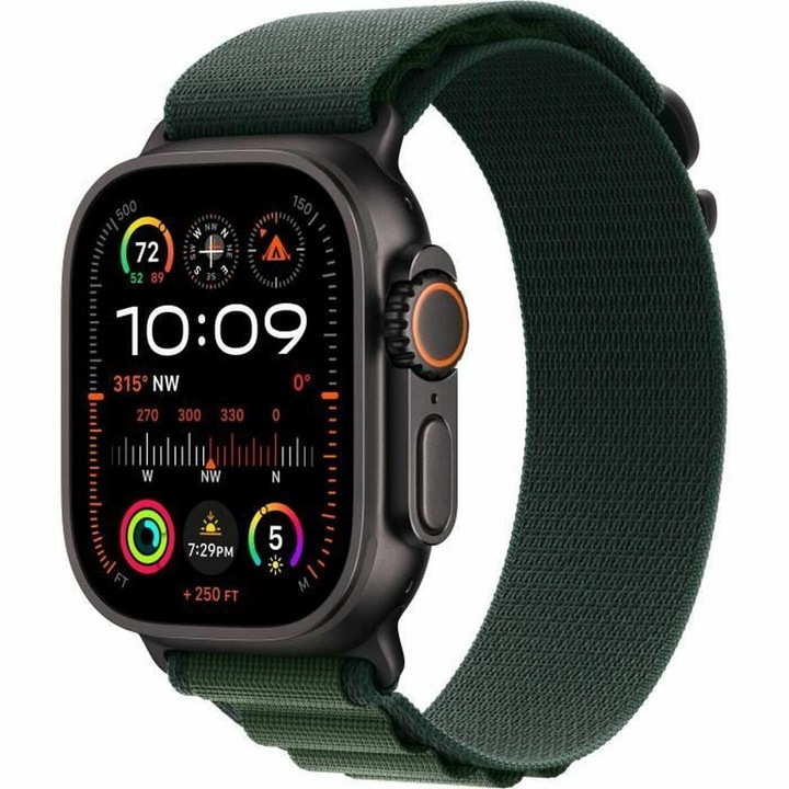 Смарт часовник Apple Watch Ultra 2, 49 мм, Титан, зелен, черен