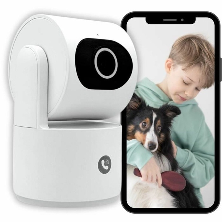 Камера за видеонаблюдение Konyks CAMINI CARE 2, бяла, захранване, Wi-Fi свързаност