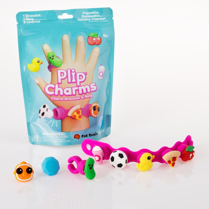 Set Bratara si inel cu talismane pop-it Plip Charms, turcoaz