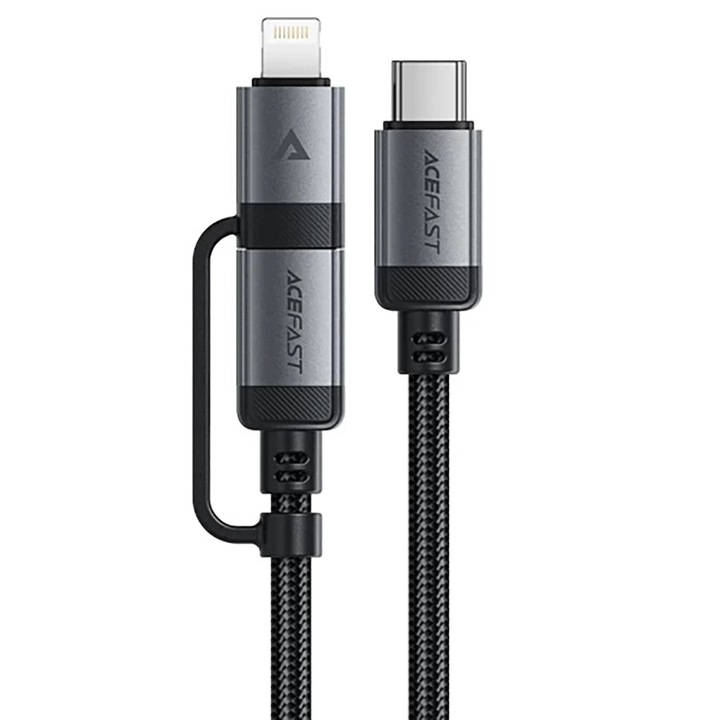 Cablu Acefast, C20-01, USB-C - USB-C/Lightning 60W/30W 3A 1.2m, negru
