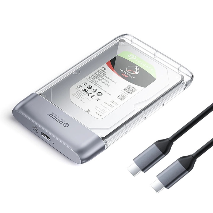 Carcasa Orico Tx25C3 pentru HDD/SSD 2.5, USB-C, 5Gb/S, transparenta