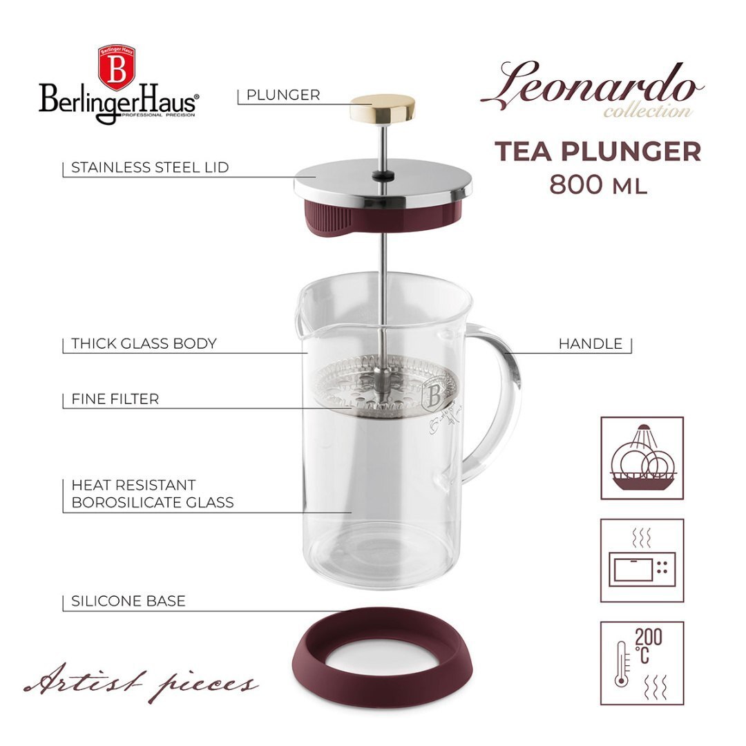 Cafetiere Berlinger Haus 800ml, model Leonardo, pentru cafea si ceai