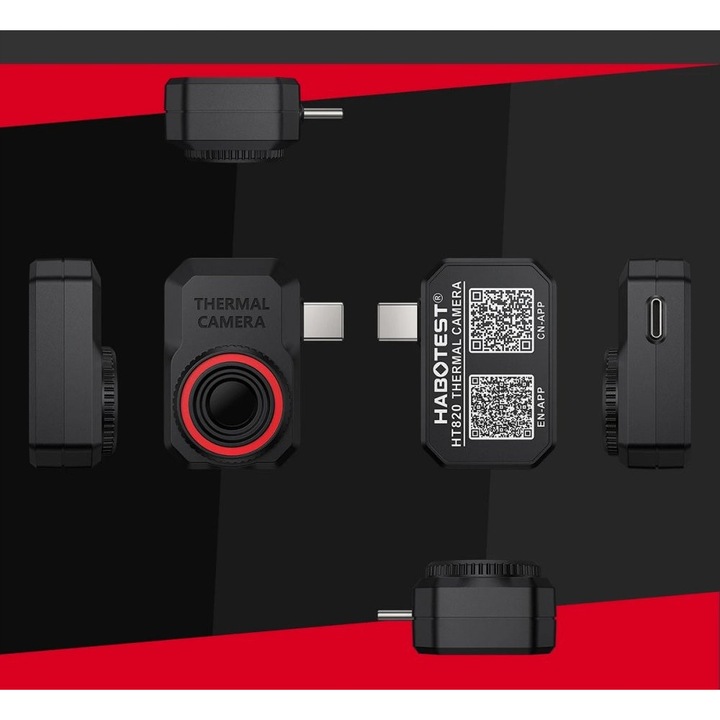 Camera termovizuala mobila HT820, USB-C, -15 pana la 600°C, neagra, 43x36x18mm, set complet