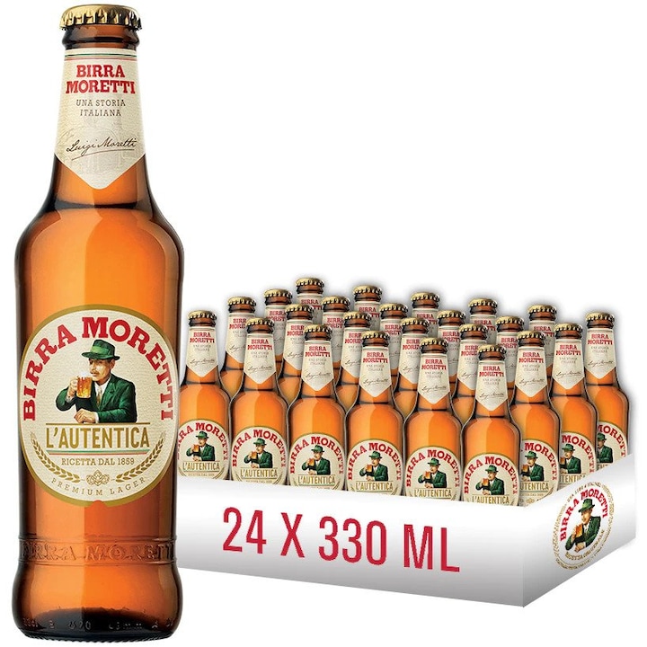 Bere Blonda Birra Moretti, Sticla Nereturnabila, 24 x 0.33l