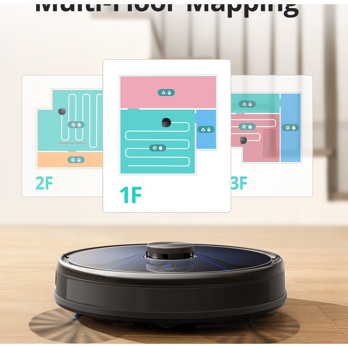 Aspirator Anker Eufy RoboVac L35 WiFi Mop, 3.200Pa, iPath Laser Navigation, Rezervor de apa de 200 ml, Control vocal, Negru