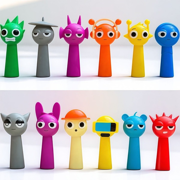 Комплект фигурки Sprunki от 12 части, ярки цветове, 2 инча, за деца