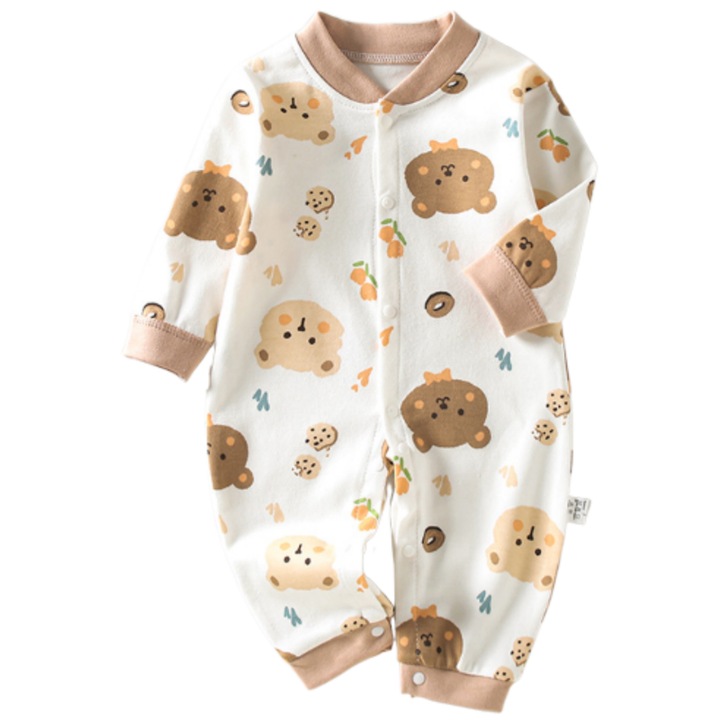 Baba és újszülött overál, barna mackóminta, MzcrJosv®, unisex, 100% pamut