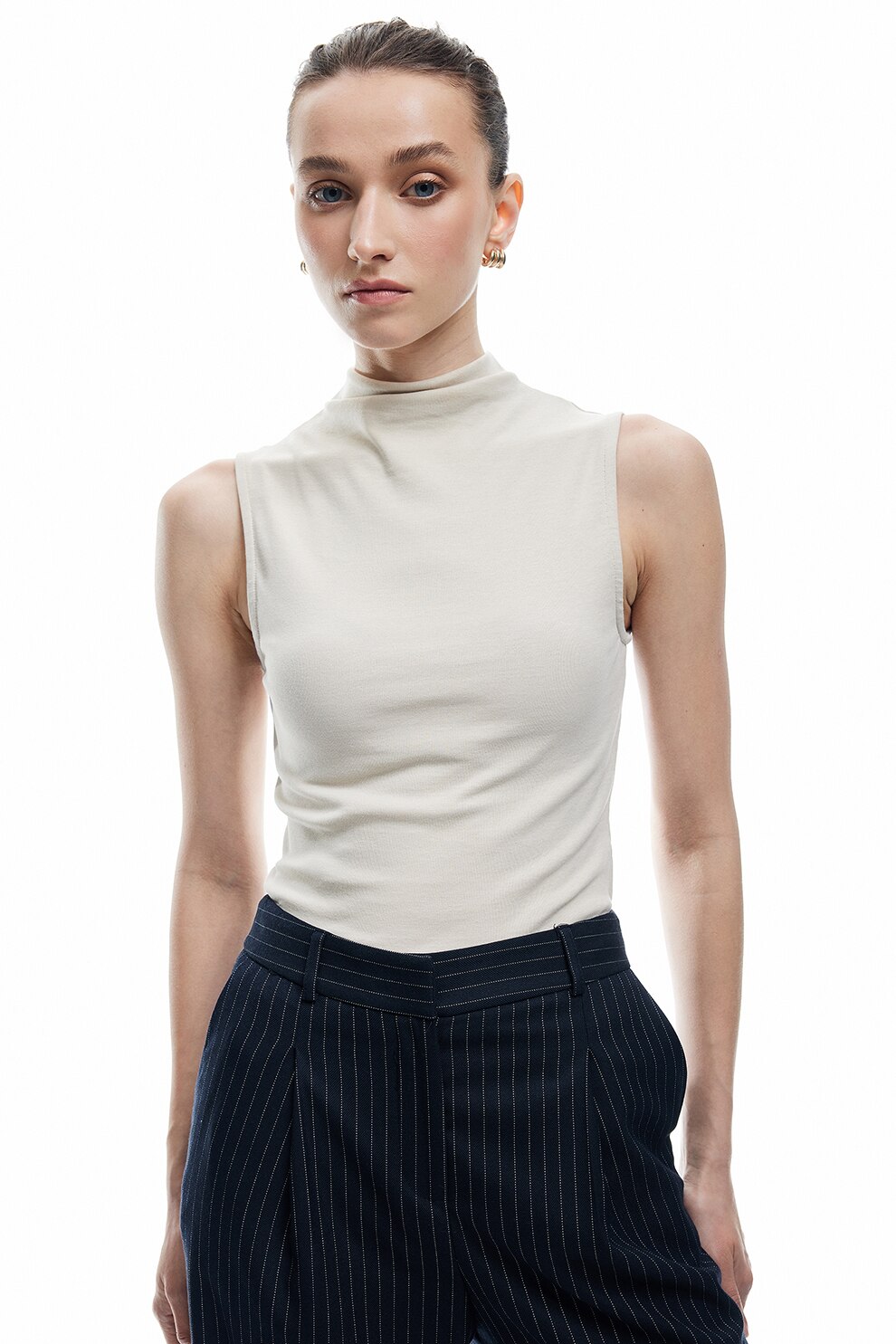 KOTON, Top cu guler scurt, Bej deschis, XL - eMAG.ro