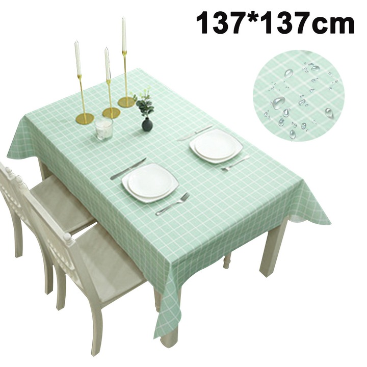 Fata de masa Carmdering, PVC, vízálló, zöld rózsaszín barna, 137x137cm