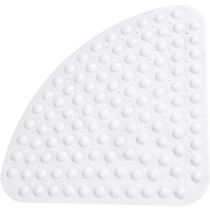 Covoras baie PVC 54x54cm alb antiderapant cu drenaj