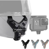 Suport Casca Moto pentru Camera de Actiune, Compatibil GoPro Hero 13/12/11/10/9/8/7/6/5, Insta360, SJCAM, Xiaomi Yi – Prindere Sub Barbie, Culoare Neagra