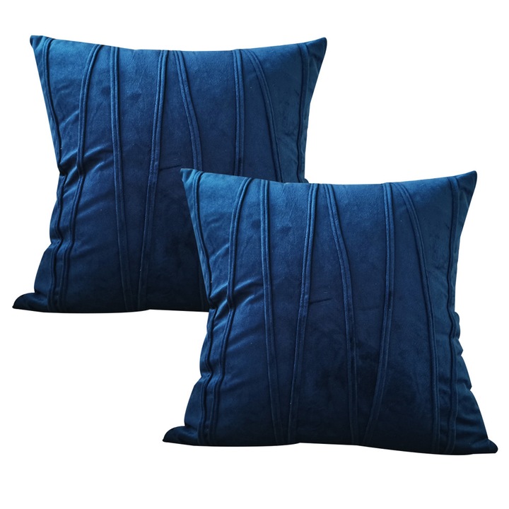 Fete de perna decorative pentru canapea, set de 2 perne decorative, albastru marin 45*45CM, albastru