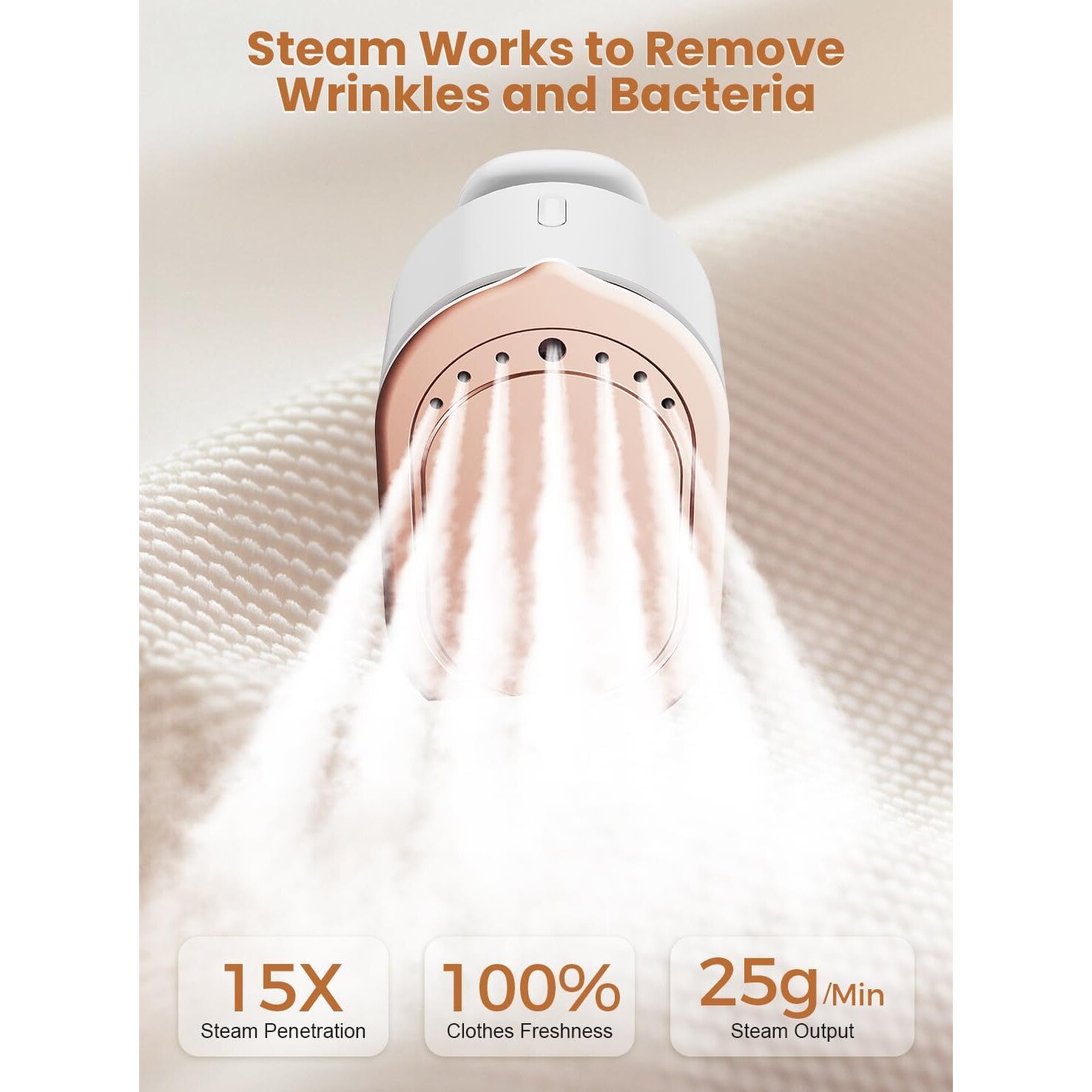Fier de calcat cu abur 2 in 1, 1000W, 15 secunde incalzire rapida, 5 setari, rezervor apa 100ml, usor, ideal pentru calatorii, alb