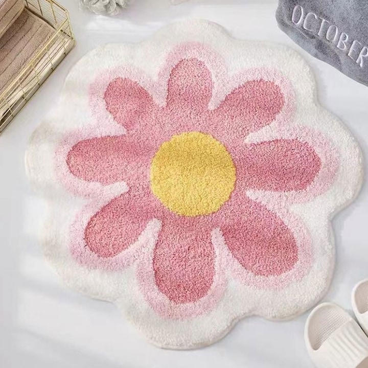 Covor absorbant din imitatie de casmir, pentru camera copiilor, cu model floral, pentru living, dormitor, noptiera, covor pentru podea