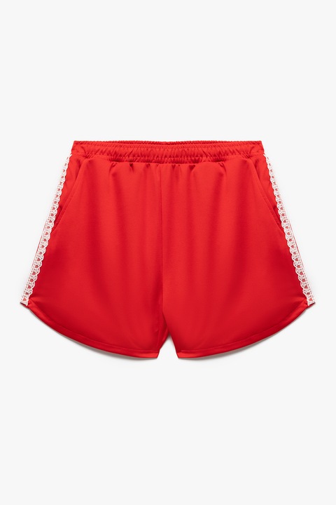 KOTON, Pantaloni scurti cu talie elastica, Rosu vermillion