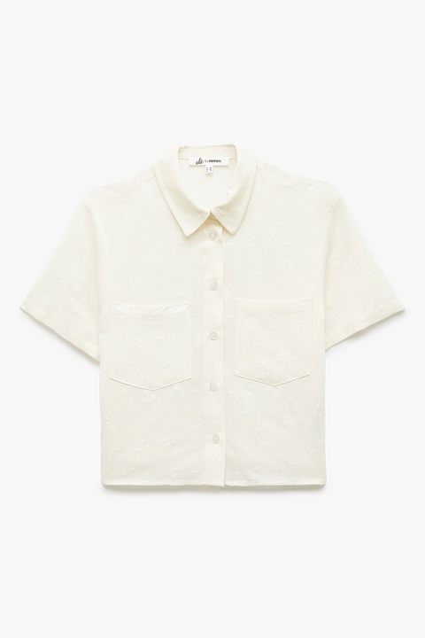 KOTON, Camasa cu buzunare pe piept, Alb fildes