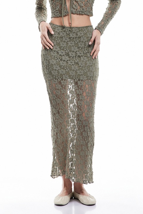 KOTON, Fusta maxi semitransparenta, Kaki