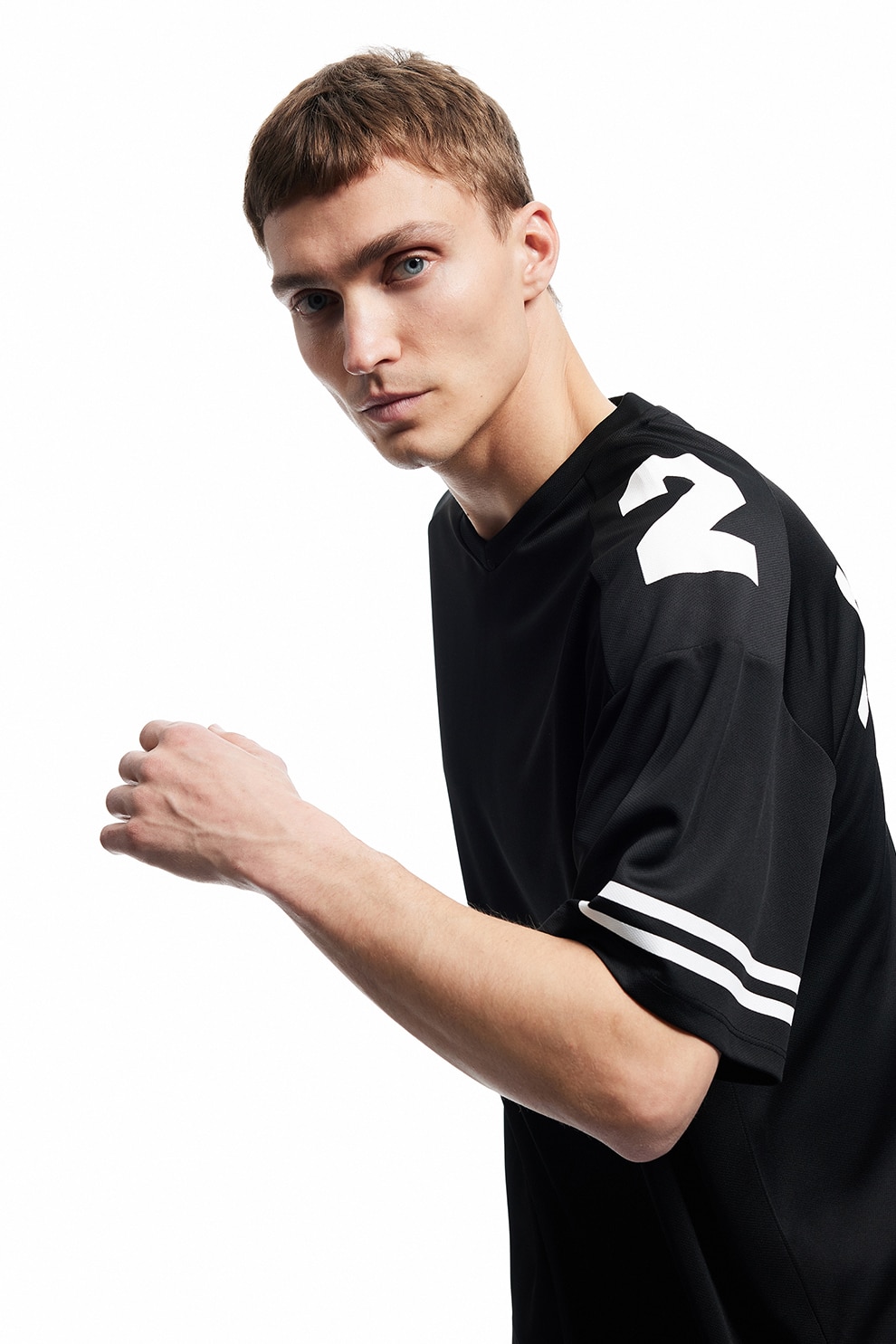 KOTON, Tricou lejer cu imprimeu text pe spate, Alb, Negru, S