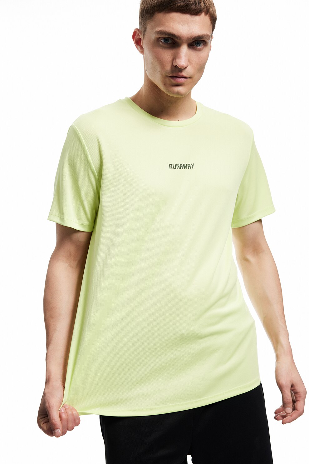 KOTON, Tricou cu decolteu la baza gatului si imprimeu text, Galben pai, M