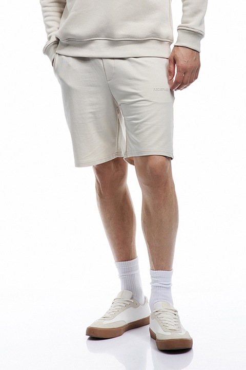 KOTON, Pantaloni scurti din amestec de bumbac cu snururi, Bej deschis