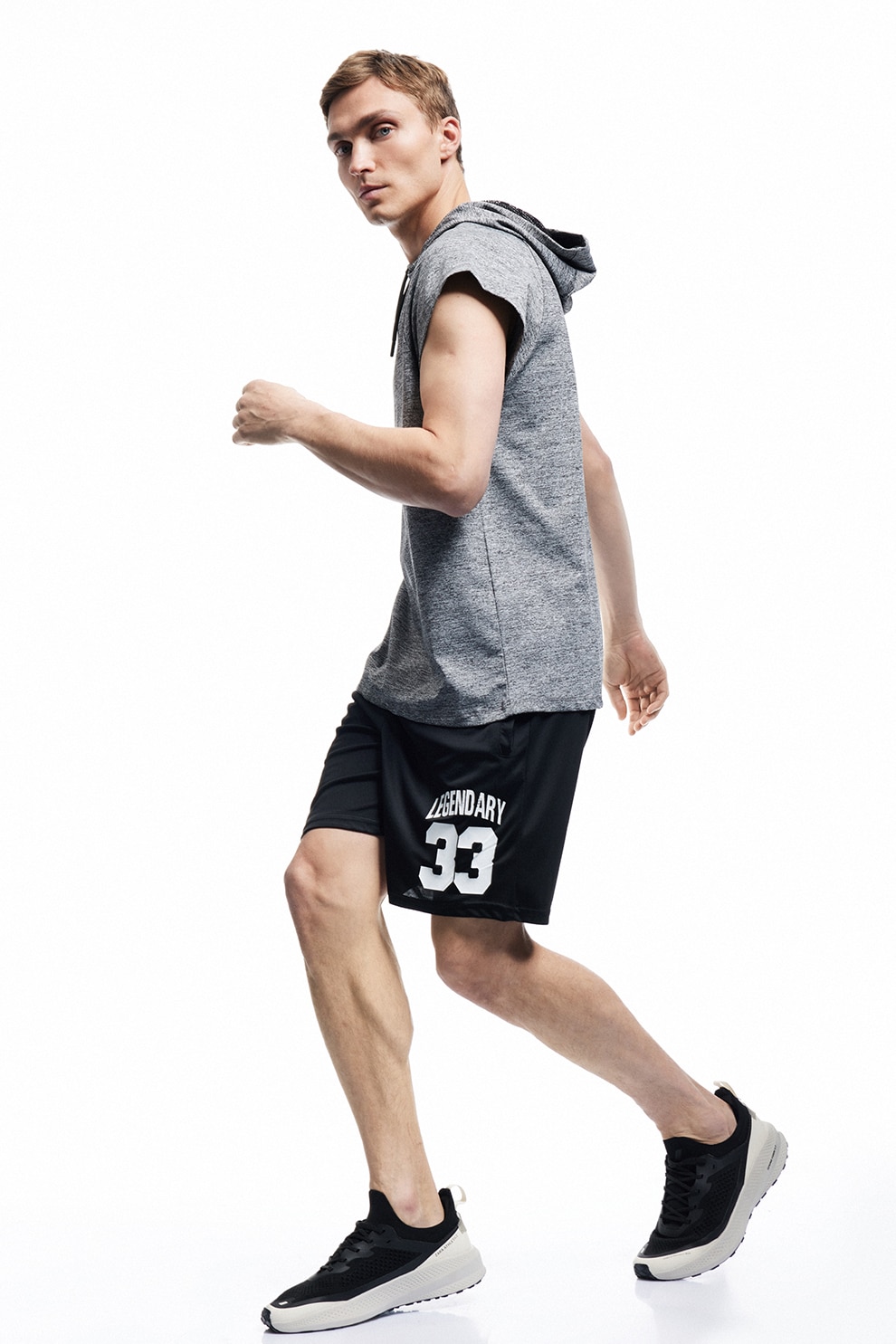 KOTON, Pantaloni scurti cu imprimeu grafic, Negru, M