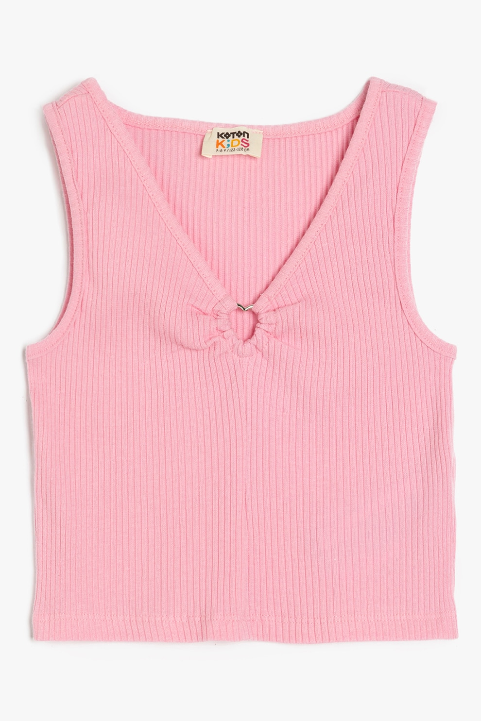 KOTON, Top crop cu decolteu in V, Roz, 122-128 CM