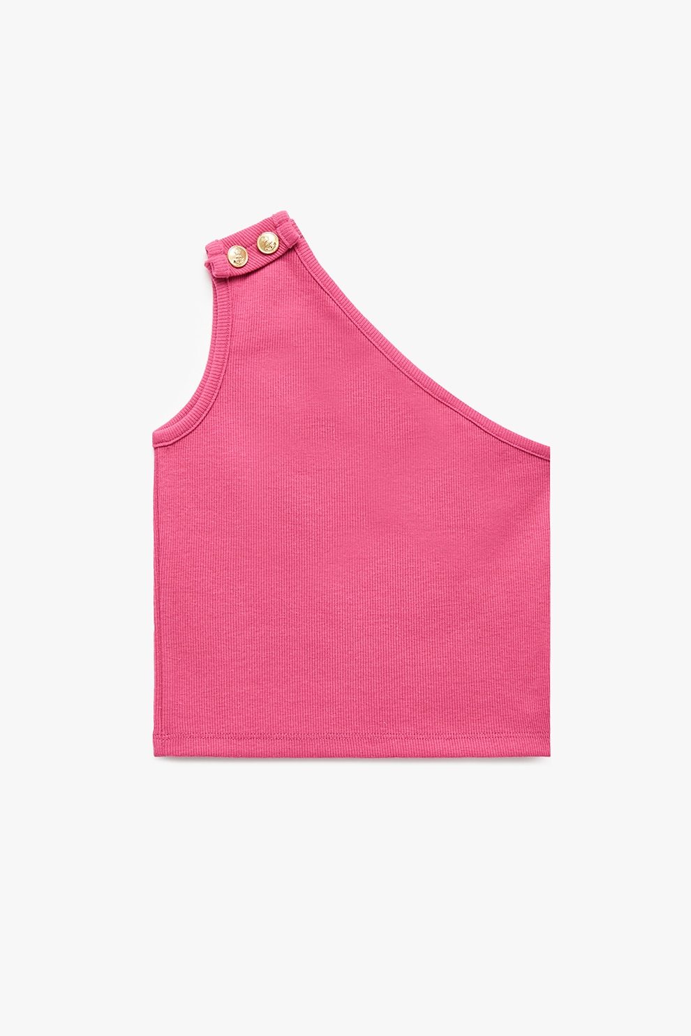 KOTON, Top crop cu decolteu pe un umar, Roz aprins, 134-140 CM