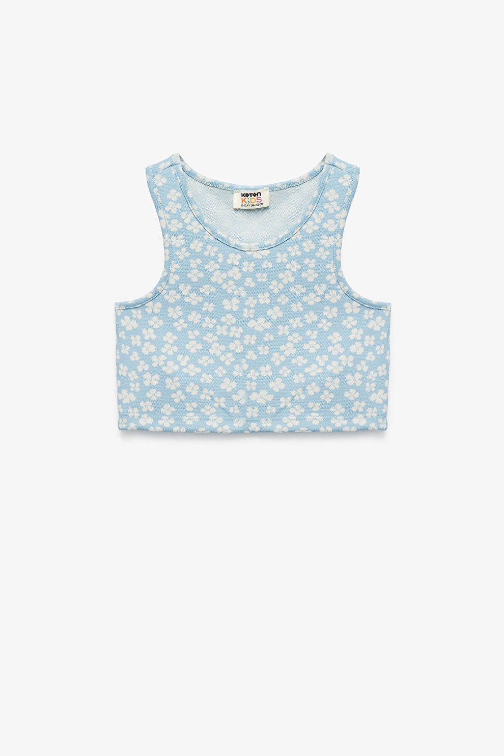 KOTON, Top cu imprimeu floral, Albastru pastel, Alb murdar, 146-152 CM