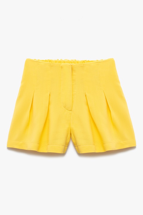 KOTON, Pantaloni scurti plisati cu model uni, Galben