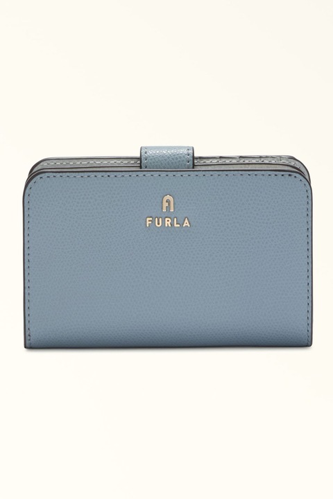 Furla, Portofel din piele cu logo Camelia, Albastru prafuit