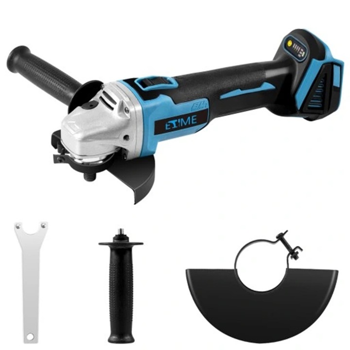 Polizor unghiular Professional, 1000W, 125mm, Li-Ion, 18 V, Patru viteze, motor fara perii, fara acumulatori si incarcator in setul de livrare, Albastru