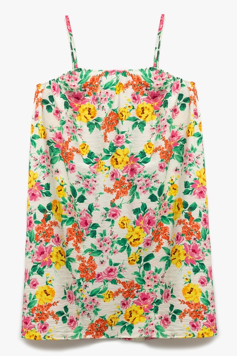 KOTON, Rochie fara maneci cu model floral, Multicolor