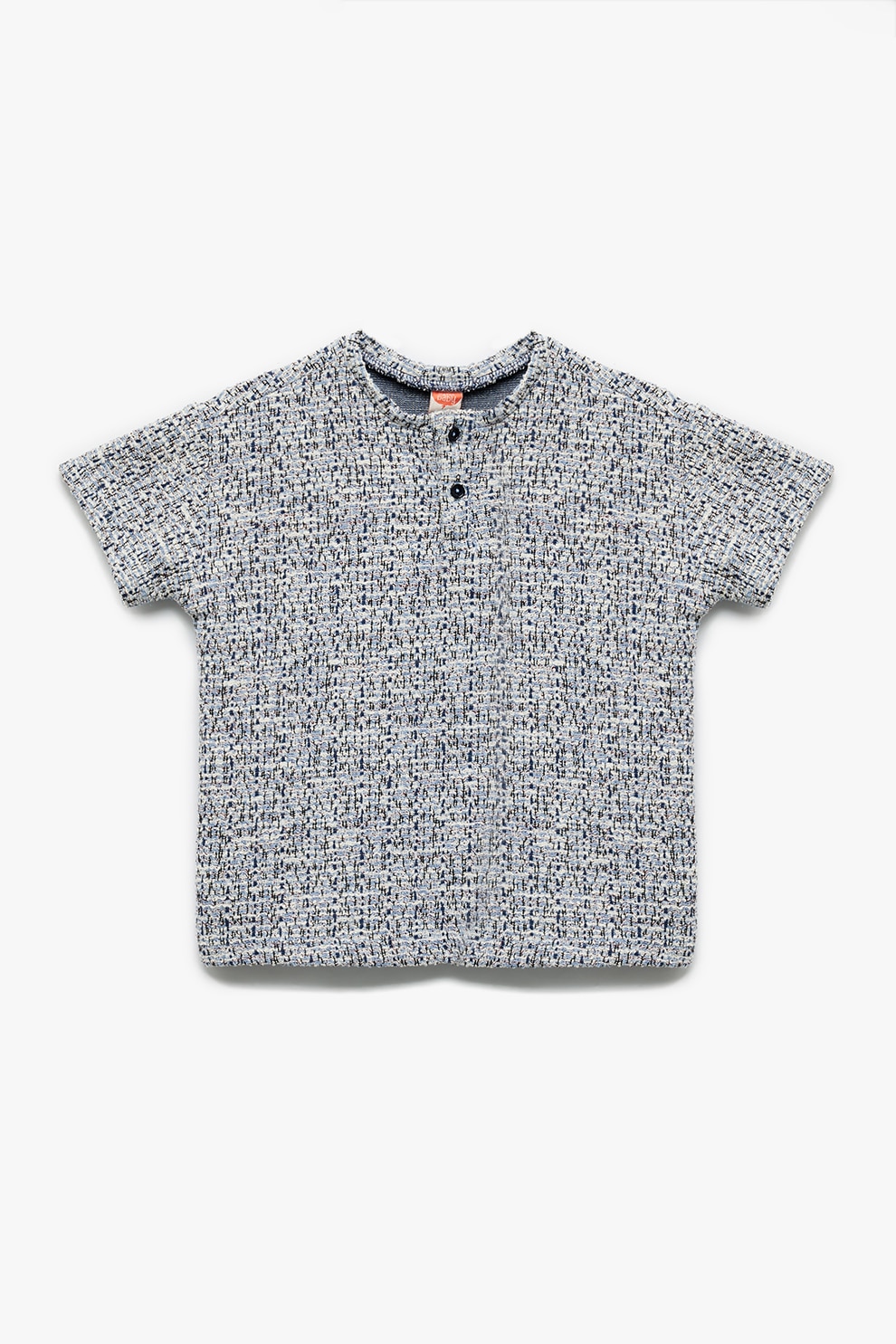 KOTON, Tricou tricotat cu decolteu henley, Gri melange, 86-92 CM