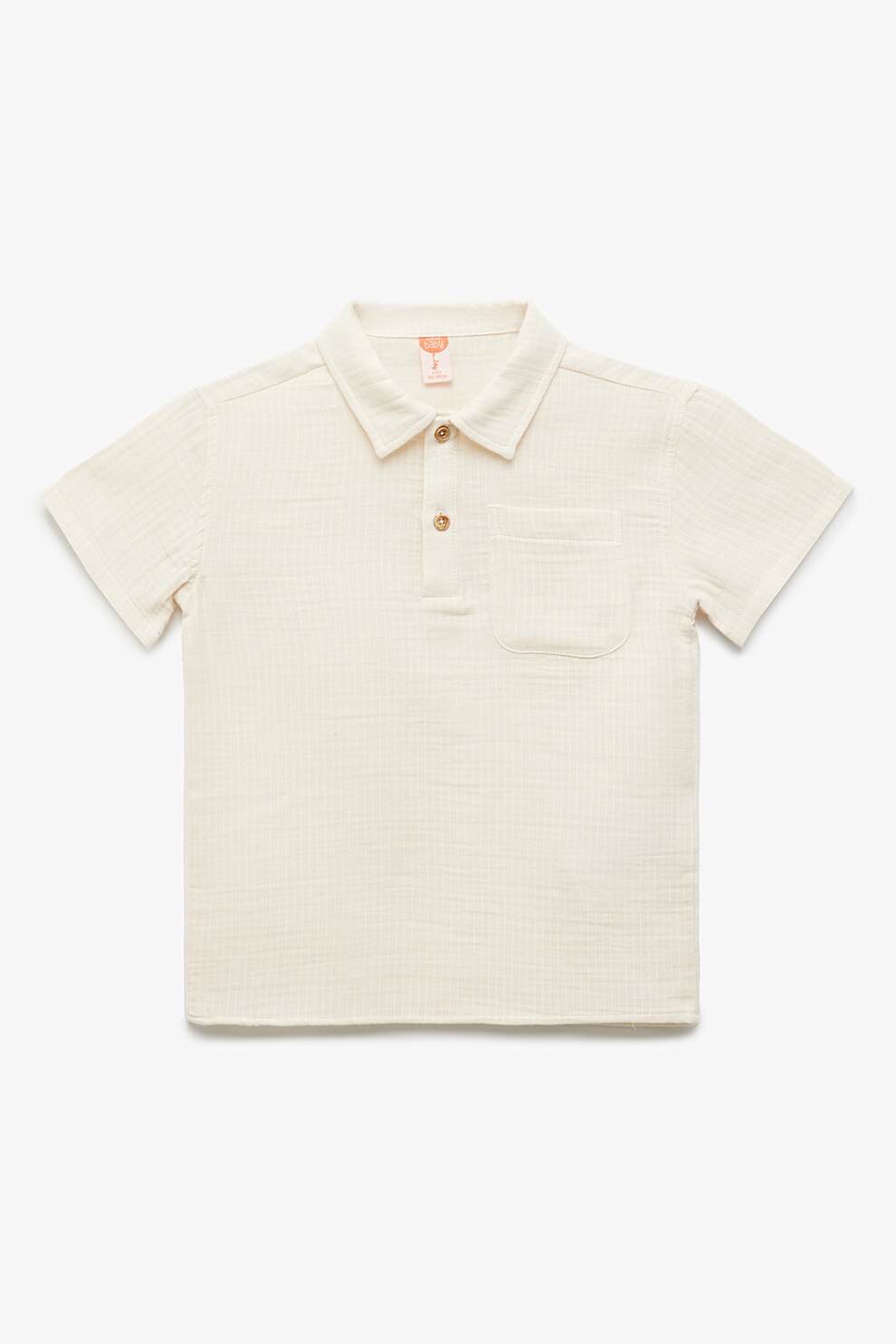 KOTON, Tricou polo cu buzunar pe piept, Crem, 104-110 CM