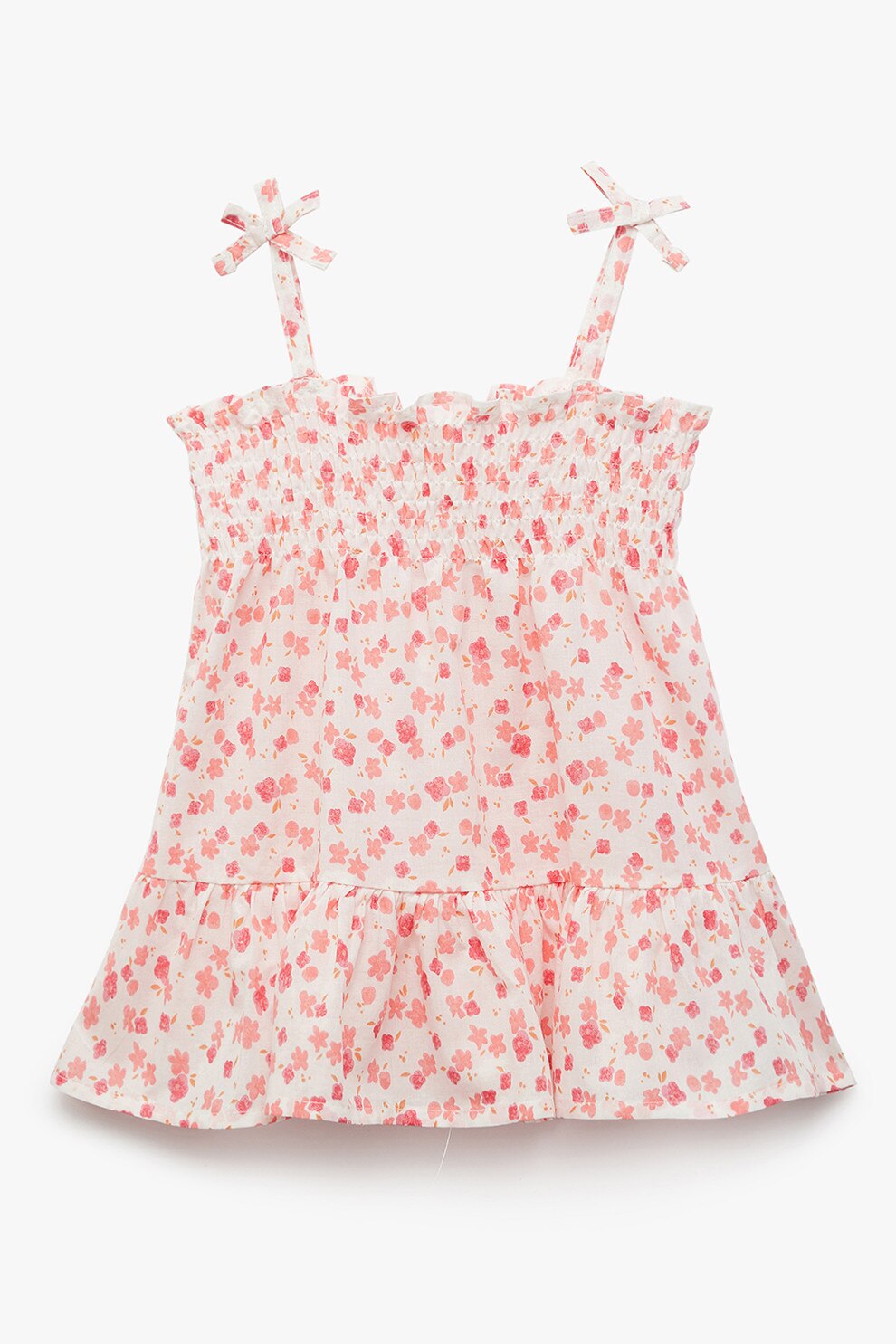 KOTON, Rochie evazata cu model floral, Rosu, Alb murdar, 98-104 CM