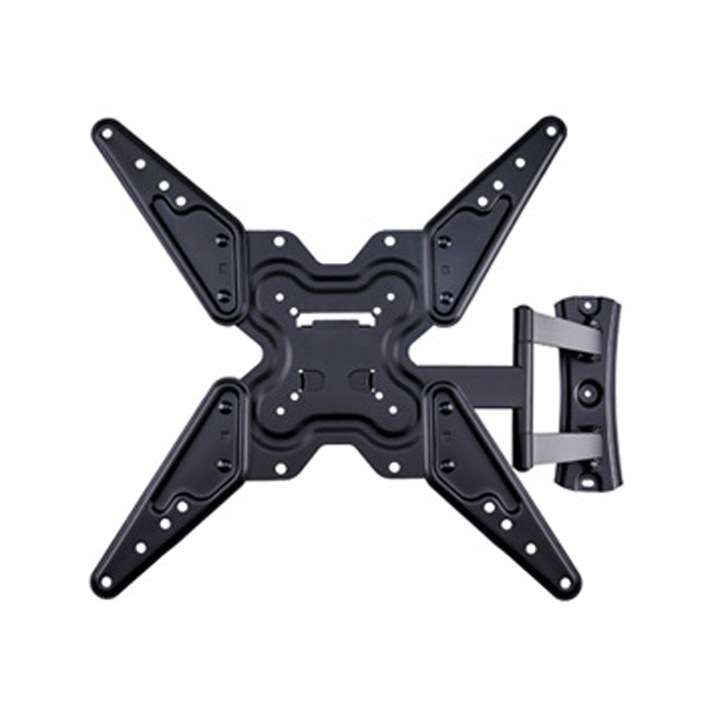 Стойка за монитор TV, 26-55 инча, регулируем ъгъл на наклон, удебелена и подсилена поддръжка за натоварване, максимално тегло 40 кг, черна