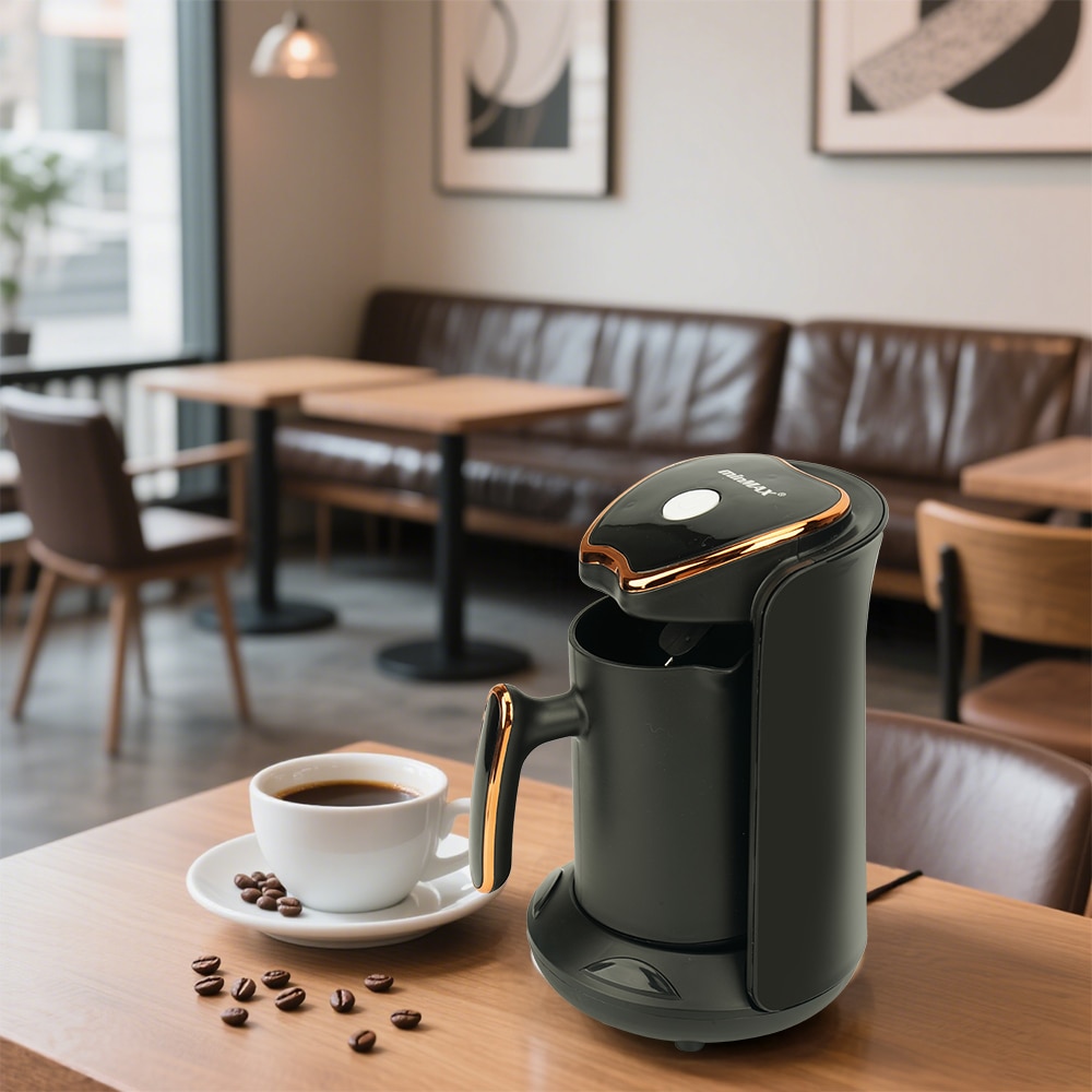 Cafetiera electrica 600W, Aparat de cafea turcesc Espresso, cana de cafea greaca 300ml cu cioc special si maner ergonomic, Pentru birou Acasa Cafenea Fierbator, negru