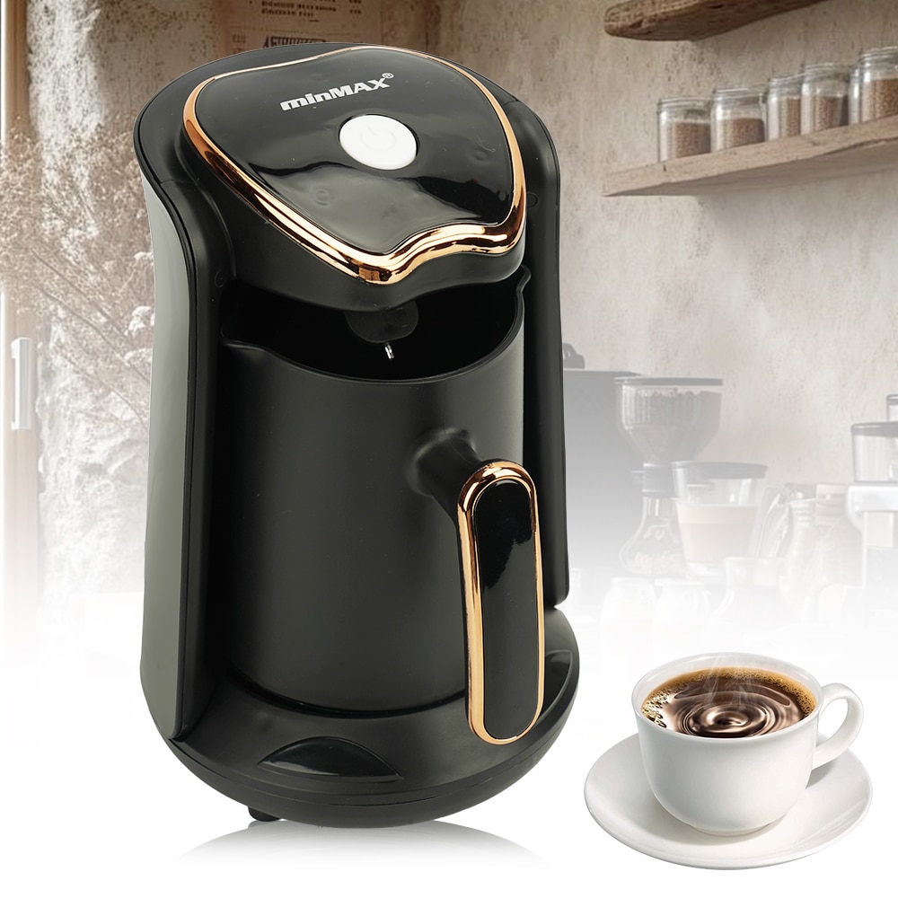 Cafetiera electrica 600W, Aparat de cafea turcesc Espresso, cana de cafea greaca 300ml cu cioc special si maner ergonomic, Pentru birou Acasa Cafenea Fierbator, negru