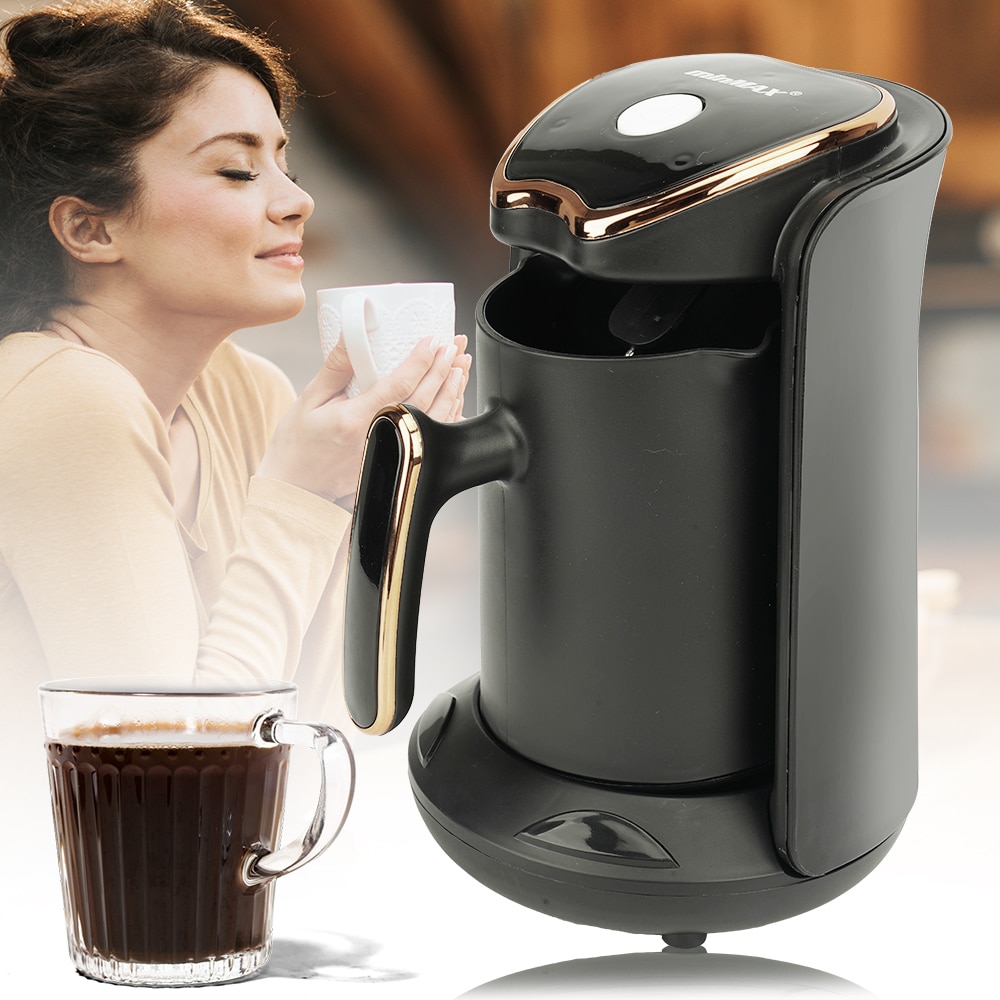 Cafetiera electrica 600W, Aparat de cafea turcesc Espresso, cana de cafea greaca 300ml cu cioc special si maner ergonomic, Pentru birou Acasa Cafenea Fierbator, negru