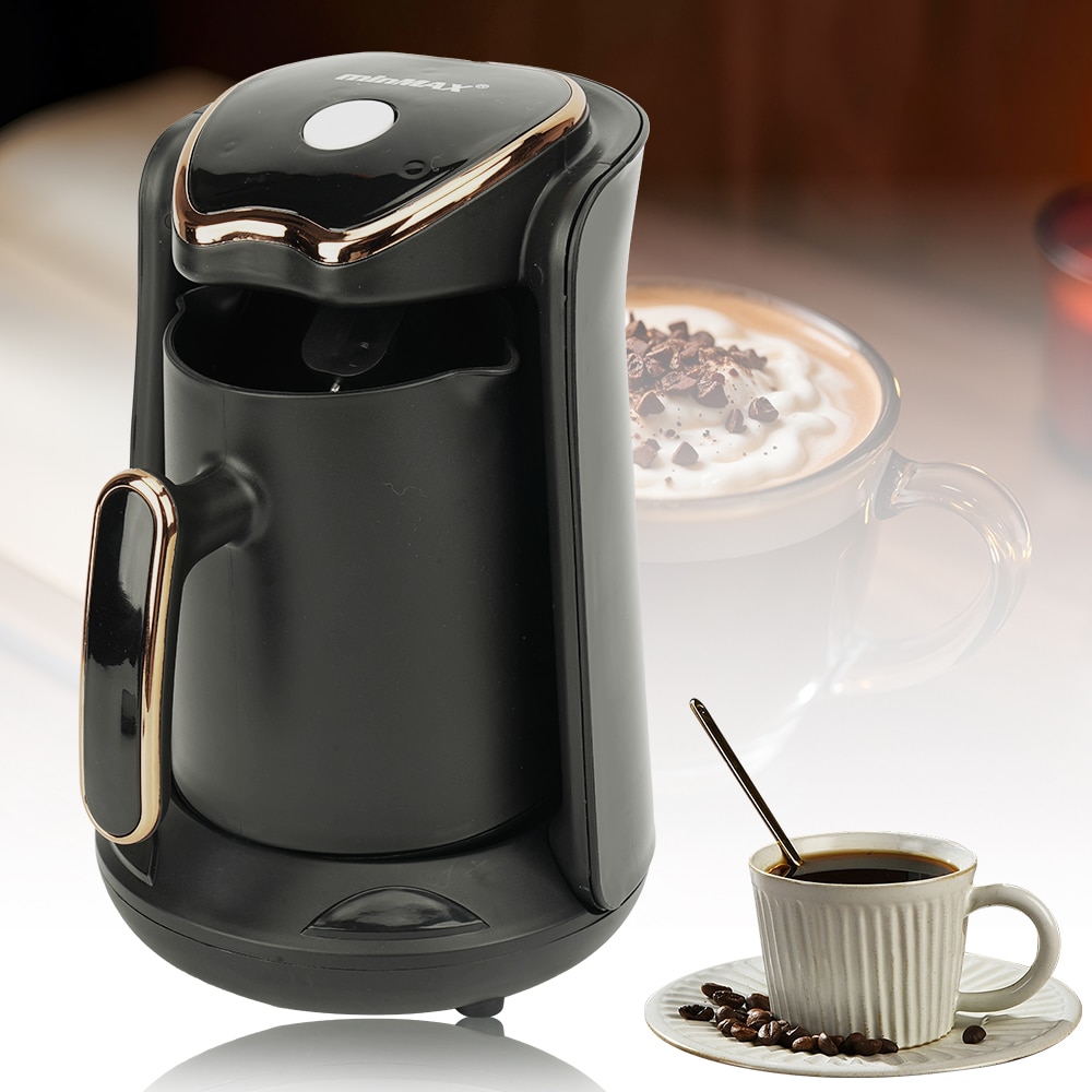 Cafetiera electrica 600W, Aparat de cafea turcesc Espresso, cana de cafea greaca 300ml cu cioc special si maner ergonomic, Pentru birou Acasa Cafenea Fierbator, negru