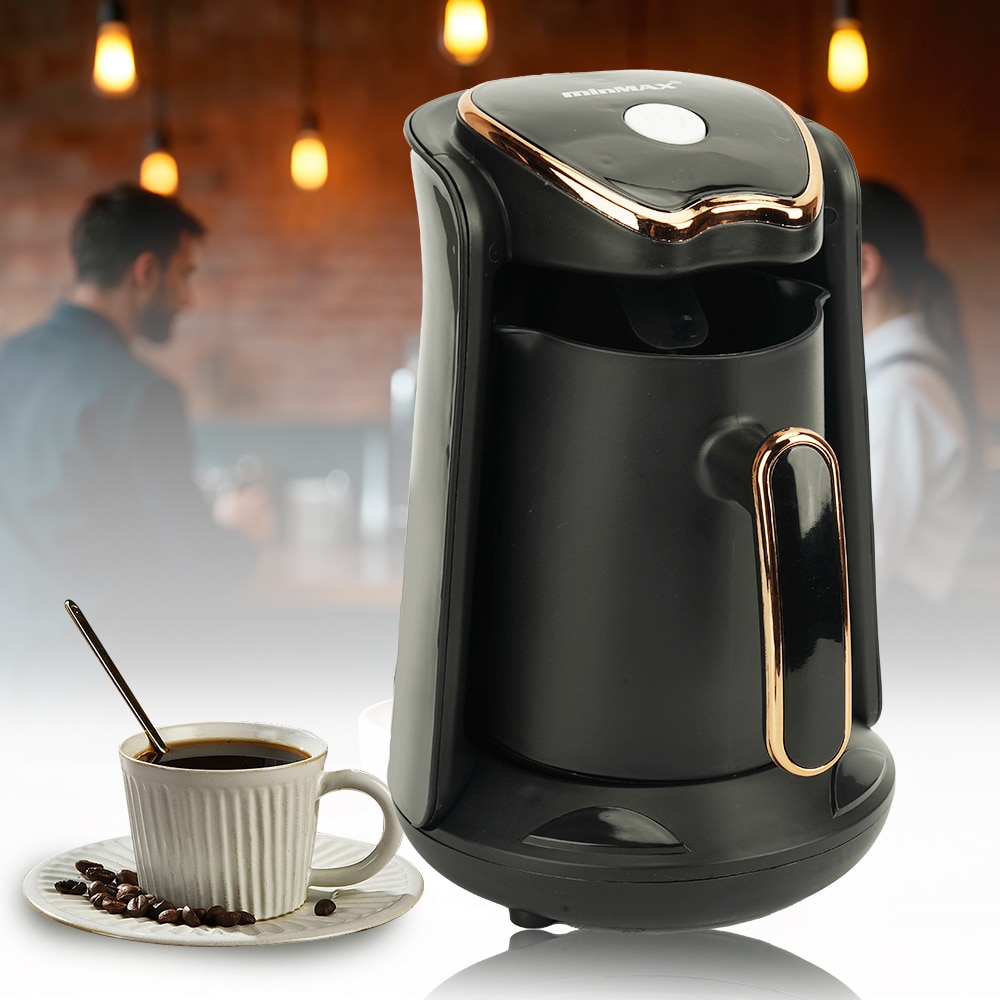 Cafetiera electrica 600W, Aparat de cafea turcesc Espresso, cana de cafea greaca 300ml cu cioc special si maner ergonomic, Pentru birou Acasa Cafenea Fierbator, negru