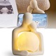 Lampa LED decorativa, veioza ceramica, lumina ambientala, 3 culori, alb rece/cald/neutru, reincarcabila, decorare interioara, 9.4x12x14.5cm, pentru birou si dormitor, alb