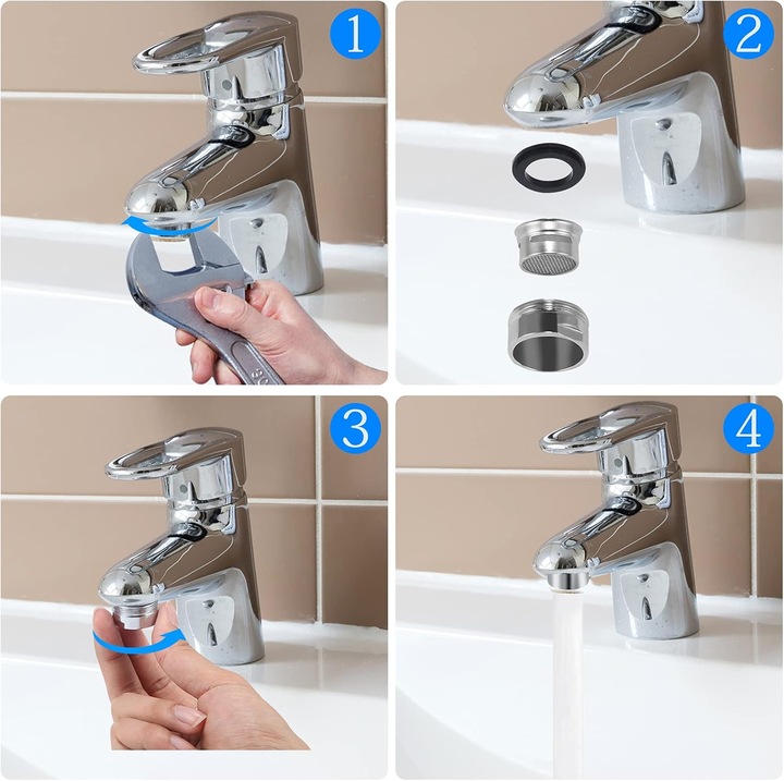 Set de 3 filtre pentru robinet, economisire apa, accesorii pentru robinet, difuzor, filtru pentru robinet cu inel de etansare pentru bucatarie si baie