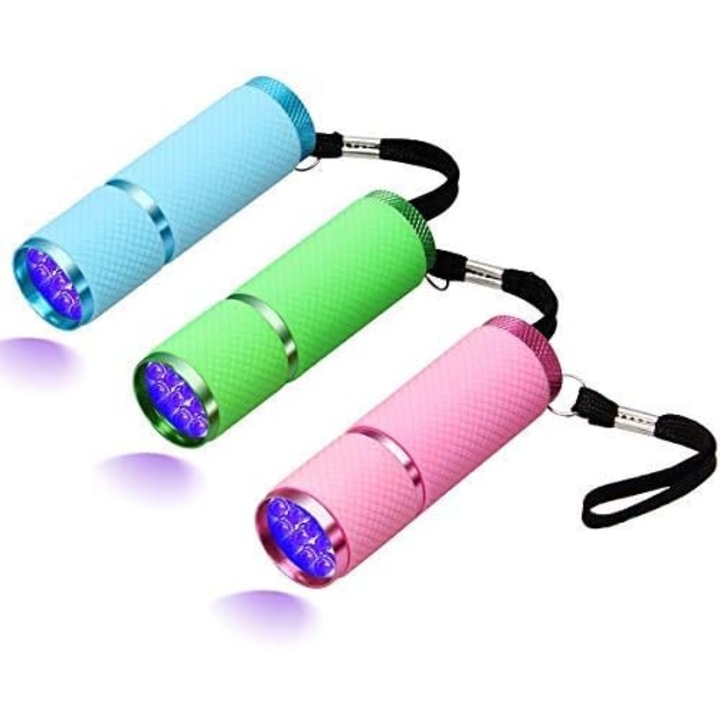 Mini lanterna LED cu 3 baterii, lanterna LED din aluminiu pentru activitati in aer liber, camping, drumetii, vanatoare, drumetii cu rucsacul in spate, pescuit (culori mixte)