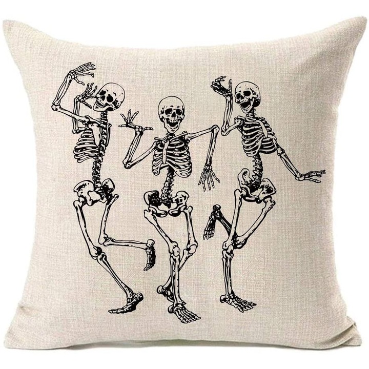 Fete de perna cu craniu, decor pentru casa, bumbac, in, canapea, fata de perna, 45, 7 cm x 45, 7 cm