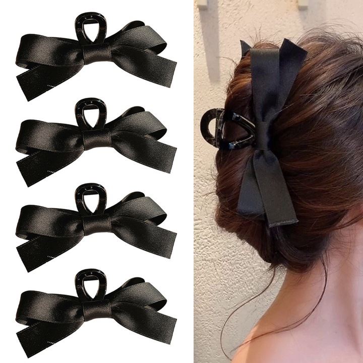 2 darab fekete masnis hajcsat, vékony cápa hajcsat, nagy hajcsat, tarkócsat