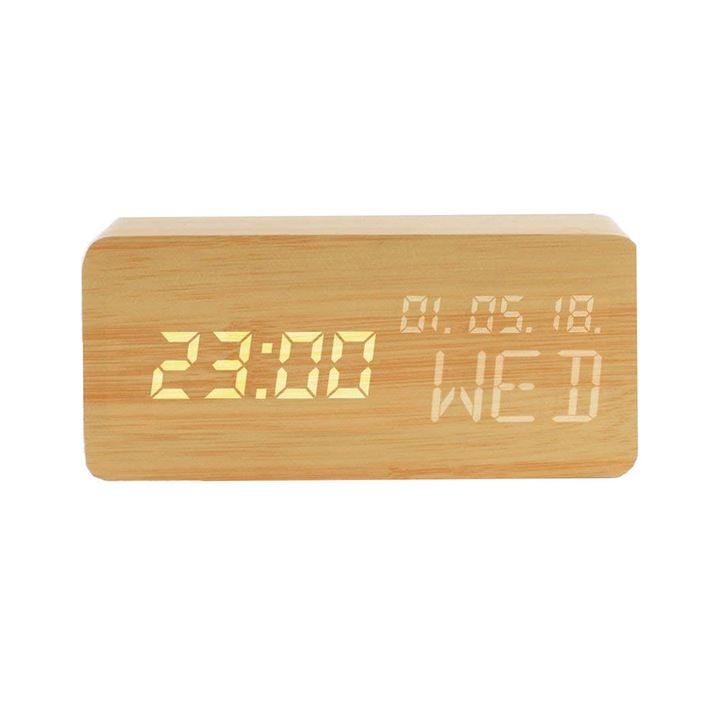 Ceas desteptator digital cu afisaj LED mare pentru temperatura pentru dormitor