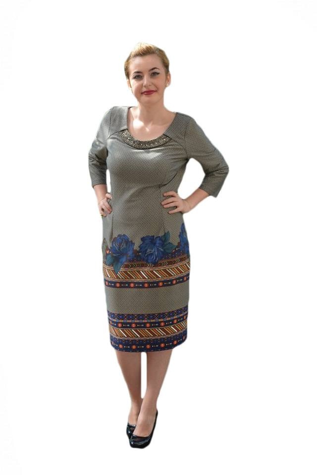 Rochie eleganta cu design de colier,D&J Exclusive, Gri