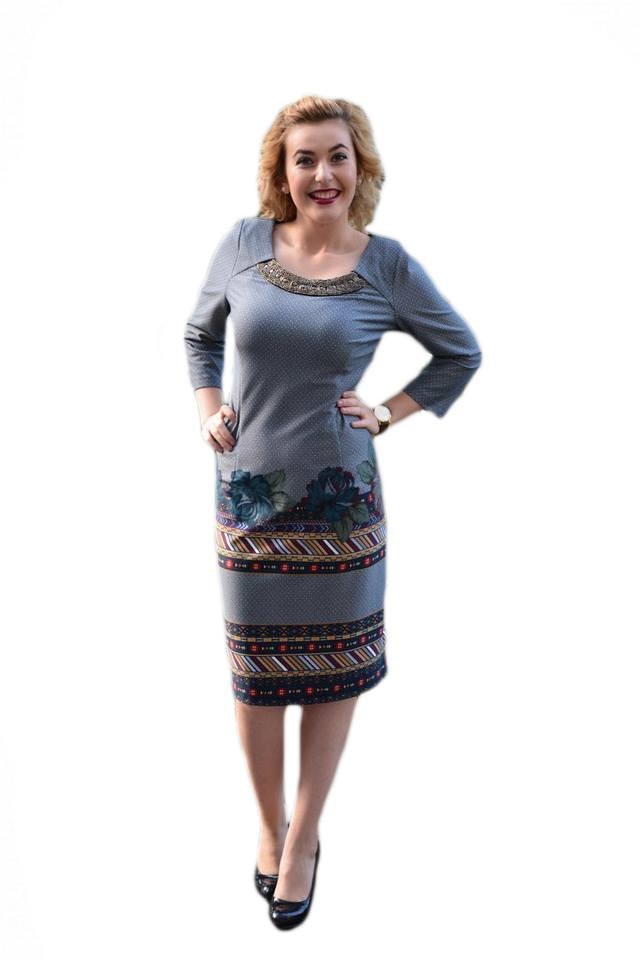 Rochie eleganta cu design de colier,D&J Exclusive, Albastru marin