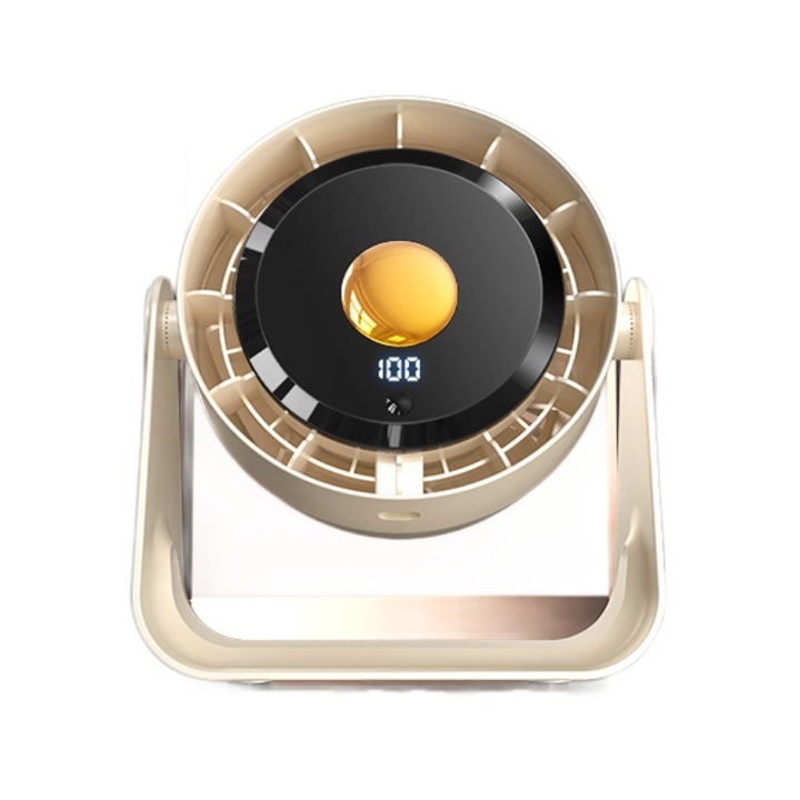 Вентилатор, 100 скорости, циркулира студен въздух, батерия 4000mAh, интелигентен дигитален дисплей, безшумен, въртене на 360°, бял